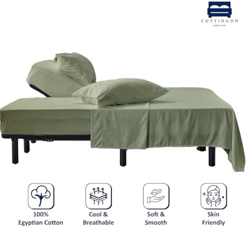4 Piece Flex Head King Sheet Set 34" Top, 100% Egyptian Cotton - Image 2