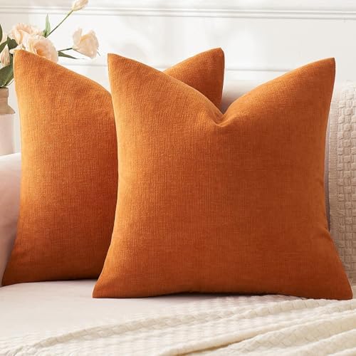 MIULEE Fall Orange Chenille Couch Throw Pillow Covers by MIULEE