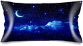 Silk Satin Pillowcase for Hair and Skin, Dark Night Cloud Star Sky Moon Nebula by Unknown