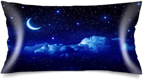 Silk Satin Pillowcase for Hair and Skin, Dark Night Cloud Star Sky Moon Nebula by Unknown