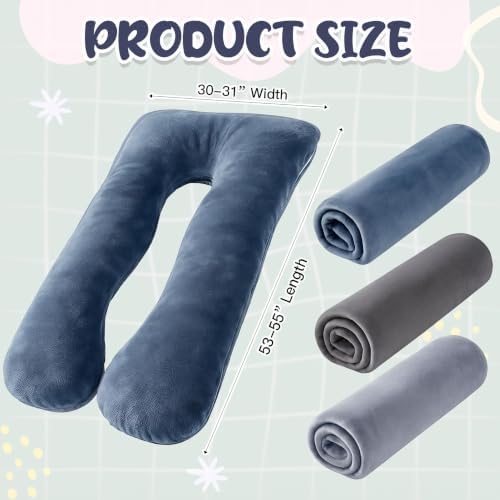Hahafelt 3 Pcs U-Shaped Pregnancy Pillow Cover, Crystal Velvet - Image 2