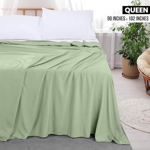 Queen Size Flat Sheet Only, Ultra Soft & Breathable Hotel Sheets - Image 2