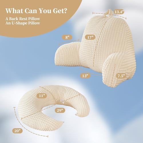 19" Reading Pillow for Bed, U Shaped Arm & Elbow Support - Image 3