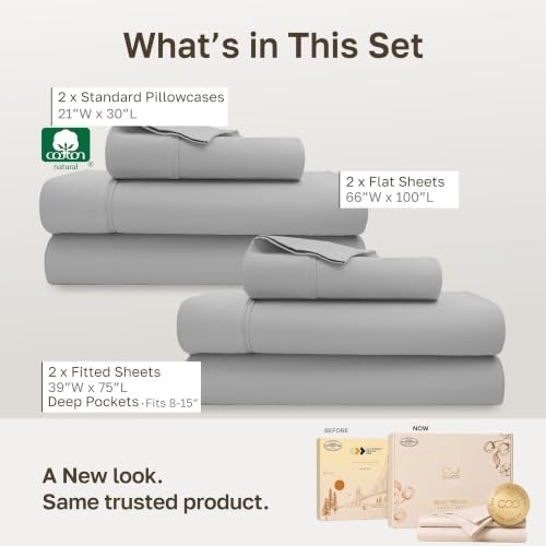California Design Den 2-Pack 100% Cotton Sateen Twin Bedsheets Set - Image 3
