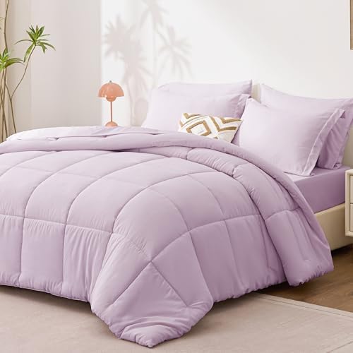 Love's cabin Queen Comforter Set Light Purple, 7 Pieces Queen Bed in a Bag - Image 2