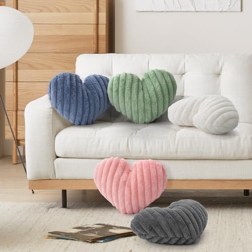 16 Inch Grey Heart Pillow Cute Soft Decorative Throw Pillows - Image 2