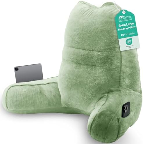 Sasttie Reading Pillow for Bed, Back Pillow for Sitting Up, Sage Green by SASTTIE