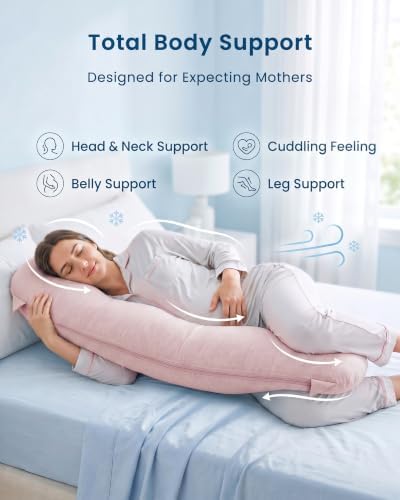 YZ HOME Cooling J Shaped Pregnancy Pillow, Removable Cover - Image 5