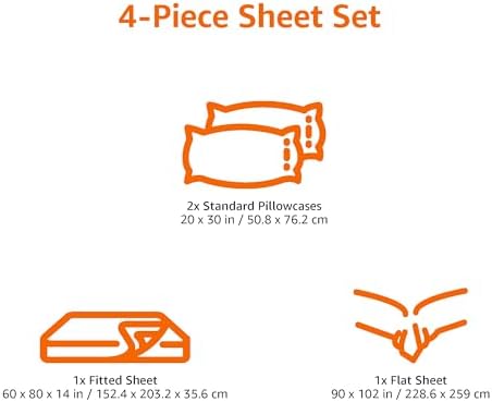 Amazon Basics 4-Piece Soft, Breathable 100% Cotton Jersey Knit Bed Sheet Set - Image 5