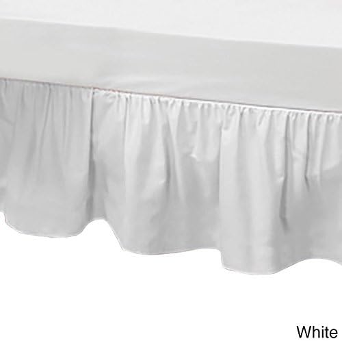 Rajlinen Ruffled Bed Skirt Twin, 12 Inch Drop Dust Ruffle with Split Corners, 100% Microfiber Bedskirt with Platform, Three-Sided Coverage Ruffled Gathering Design, White