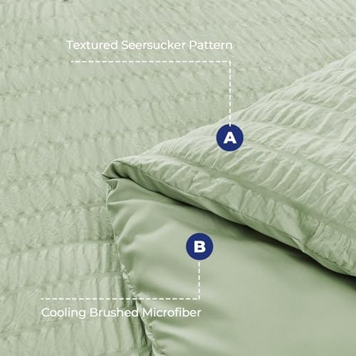 HYMOKEGE Light Green Oversized Queen Comforter Set Seersucker 7 Pieces - Image 4