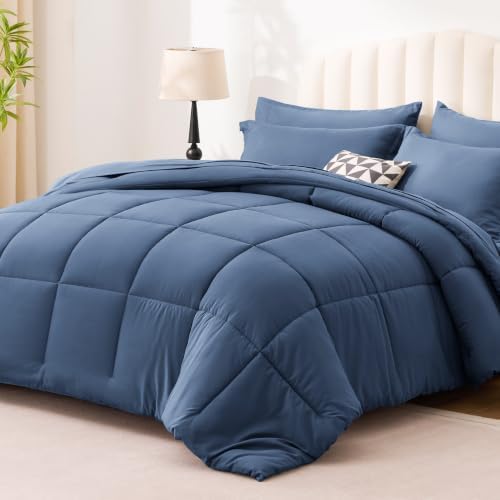 Love's cabin California King Comforter Set Indigo Blue, 7 Pieces California - Image 2