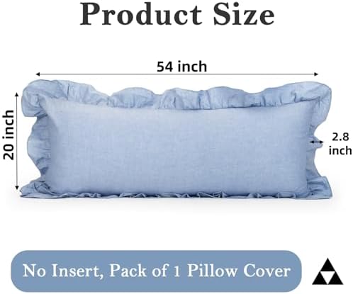 JoraLion Ruffled Body Pillow Cover 20x54 Solid Light Blue - Image 4