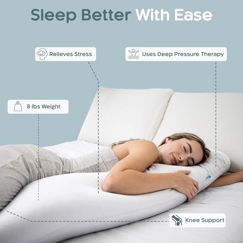 SleepCloud Weighted Body Pillow 8lbs, Cooling Tencel Cover, 48” x 14” XL - Image 2