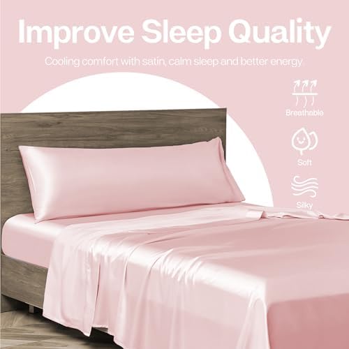 MR&HM Satin Body Pillow case, Light Pink - Image 6