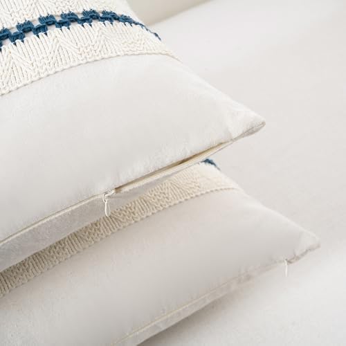 Fancy Homi Set of 2 Boho Teal Long Lumbar Decorative Throw Pillow Cover 14x24 - Image 3