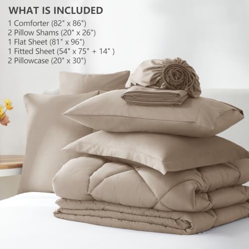CozyLux Full Comforter Set 82"x86" Khaki - Image 6