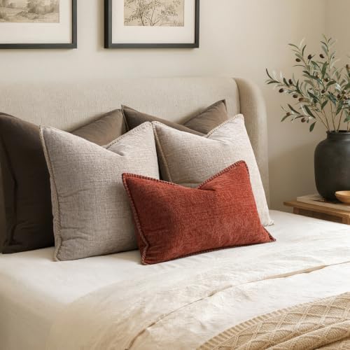 MIULEE Decorative Couch Throw Pillow Covers 18x18 Inch Taupe 2 Pack - Image 6