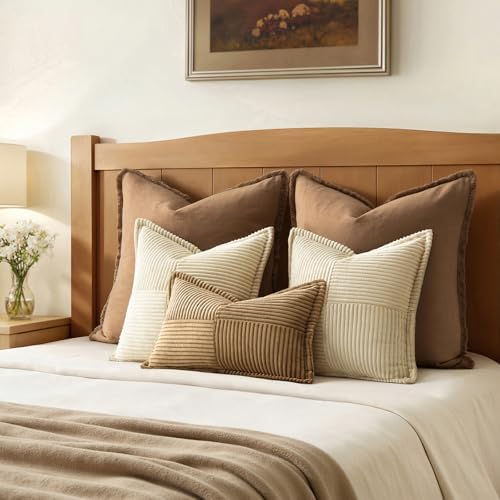 MIULEE Decorative Lumbar Throw Pillow Covers 12x20 Inch Brown 2 Pack - Image 6
