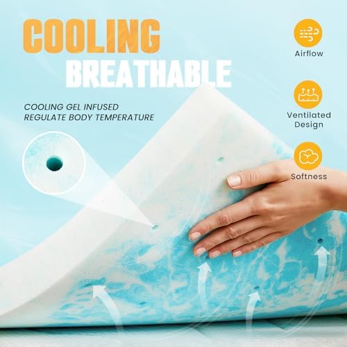 Topper 2 Inch Memory Foam Mattress Topper, Cooling Gel Foam Mattress Topper - Image 2