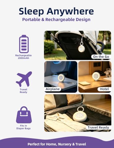 Portable Baby Sound Machine, 24 Sleep Sounds, Voice Recording & Night Light - Image 5