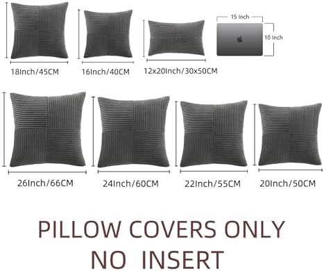 Fancy Homi 2 Packs Dark Gray Euro Decorative Throw Pillow Covers 26x26 Inch - Image 6