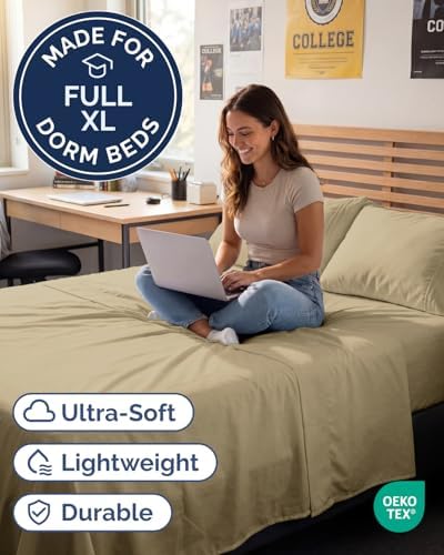 Full XL Sheets - 4 Piece Full XL Sheet Set - Breathable & Cooling - Beige - Image 2