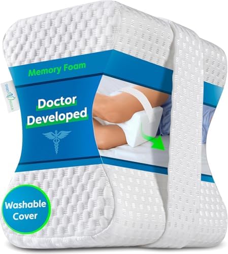 Sports Medica Knee Pillow for Side Sleepers, Memory Foam Leg Pillow Cushion by Sports+Medica