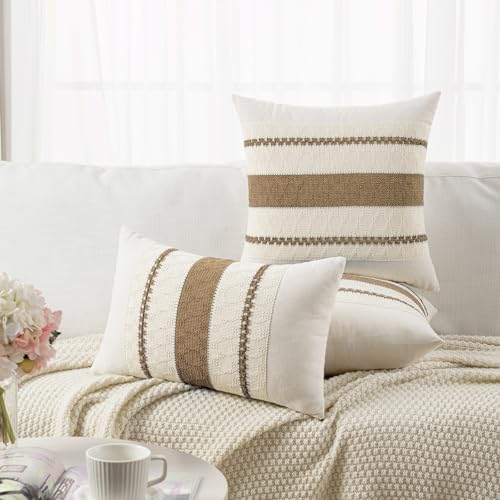 Fancy Homi Set of 2 Boho Light Brown Long Lumbar Decorative Throw Pillow Cover - Image 7