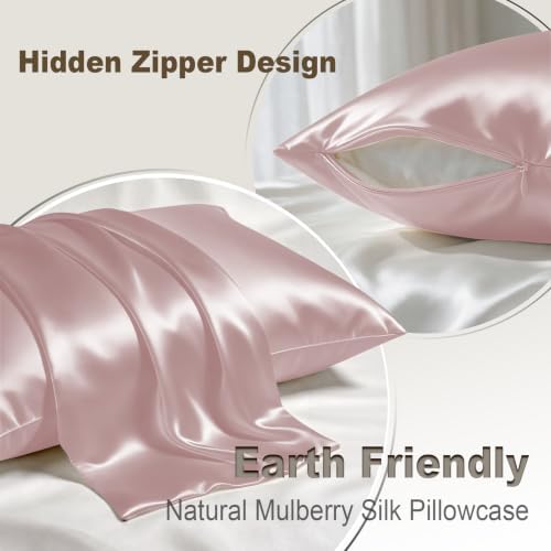 LYSHIN Pink Silk Pillowcases 2 Pack King Size - Image 2