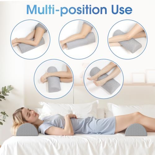 2 Pack Knee Pillow for Back Sleeping Memory Foam Half Moon Bolster Pillow - Image 6