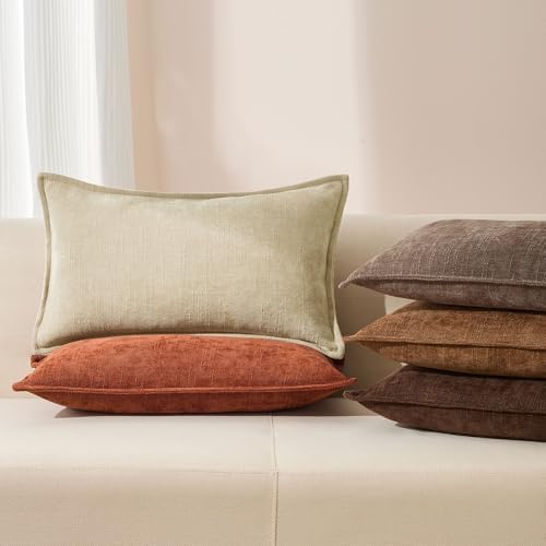Allorry Throw Pillow Covers 12x20 Oatmeal Chenille Solid Home DecorSY014D12 - Image 4