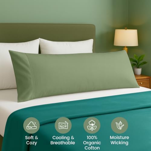 Cotton Delight Organic Cotton Body Pillow Cover 20x48 – 600 Thread Count Sateen - Image 2