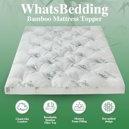WhatsBedding 4 inch Bamboo Memory Foam Mattress Topper - Image 5