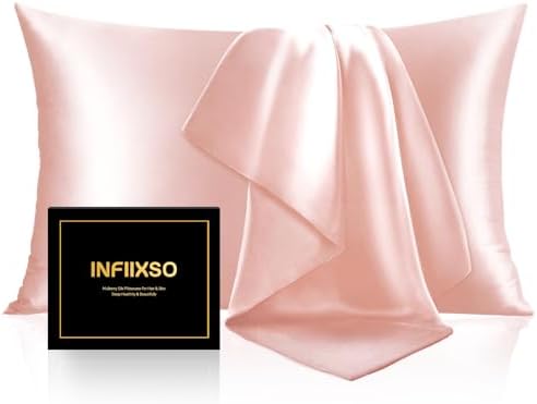 INFIIXSO Silk Pillow Cases King Size Set of 2, Hidden Zipper by INFIIXSO