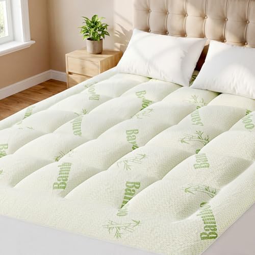 Sweetcrispy Queen Bamboo Mattress Topper, Soft Pillow Top Pad by Sweetcrispy