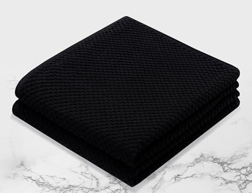 COTTON CRAFT Euro Spa Waffle Weave Bath Sheet - Set of 2 Black Towel Sheets - Image 6