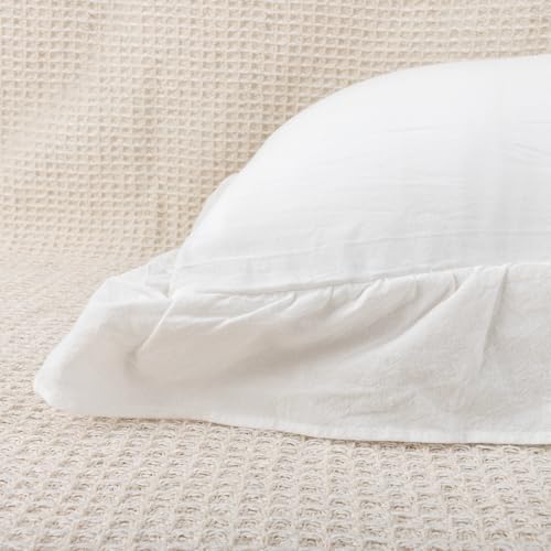 JoraLion Ruffled Throw Pillow Cover 18x18 Solid White - Image 5