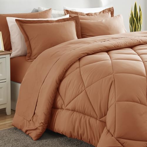 CozyLux King Comforter Set 102"x90" Pumpkin - Image 4