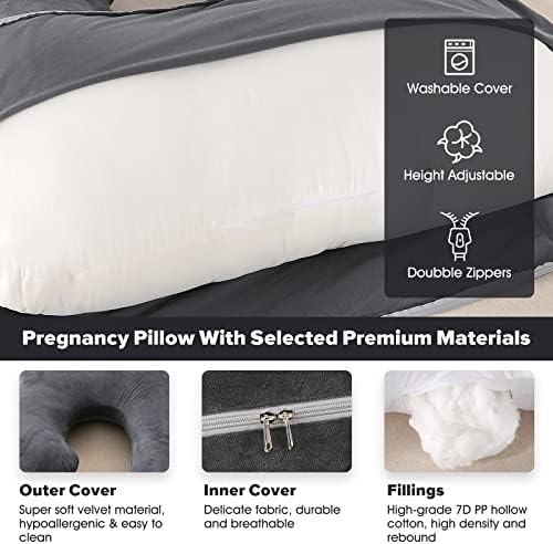 Elover U Shaped Pregnancy Pillow, Full Body Maternity Support - Image 4
