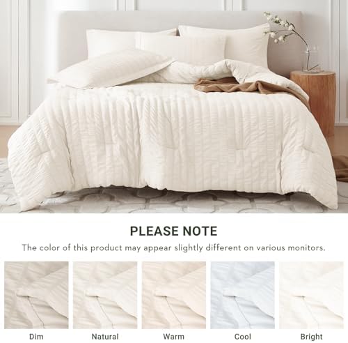 MUXHOMO 7 Pieces Full Comforter Set, Seersucker Bed in a Bag Full Size - Image 5