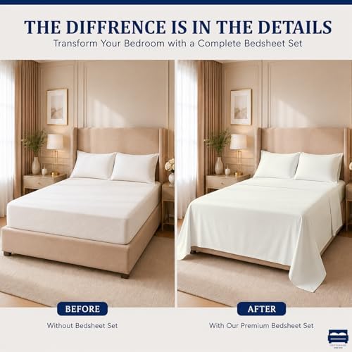 Cottingon 4 Piece Full Sheets Fits 16" Deep, Egyptian Cotton - Image 4