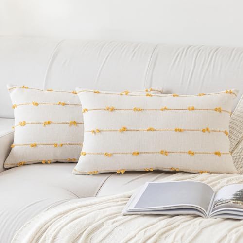 YEENAASY Boho Throw Pillow Covers 12x20 Set of 2 Farmhouse Pillow Cases by YEENAASY