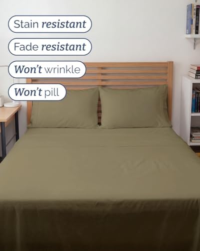 Full XL Sheets - 4 Piece Full XL Sheet Set - Breathable & Cooling - Khaki - Image 5
