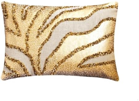 The HomeCentric Gold 12"x22" Lumbar Pillow Cover, Faux Leather Animal, Leopard by TheHomeCentric