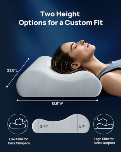 Releep Gel Memory Foam Pillow, Wave Contour Neck Support Pillow, Cooling - Image 3