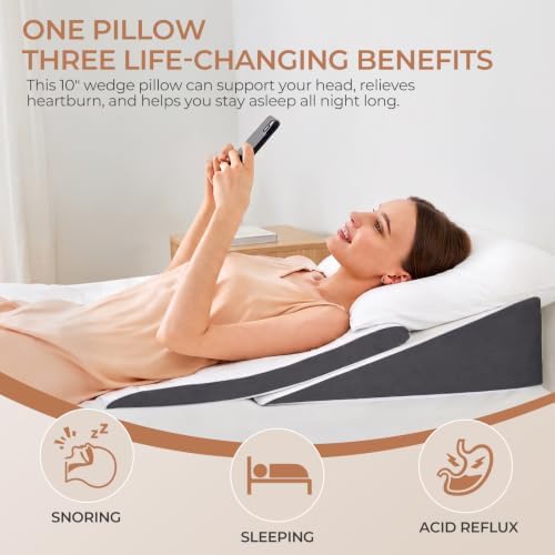 Vekkia Wedge Pillow for Sleep Apnea&Back Pain, Memory Foam Pillow Wedge - Image 3