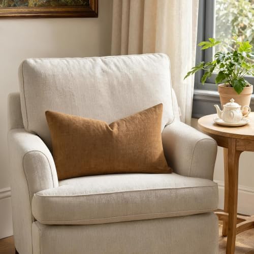 MIULEE Bronze Chenille Couch Lumbar Throw Pillow Covers - Image 4
