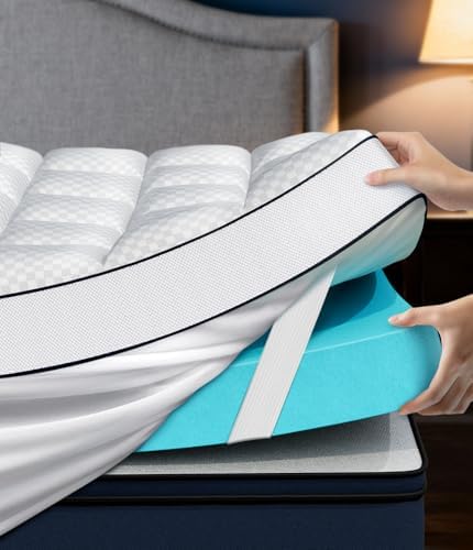 King 4 Inch Dual Layer Memory Foam Mattress Topper, Cooling Gel Pad by Panyu