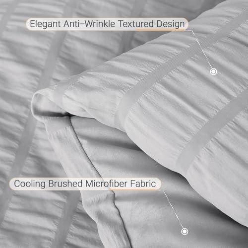 MUXHOMO 7 Pieces Oversized Queen Comforter Set, Seersucker Bed in a Bag - Image 6